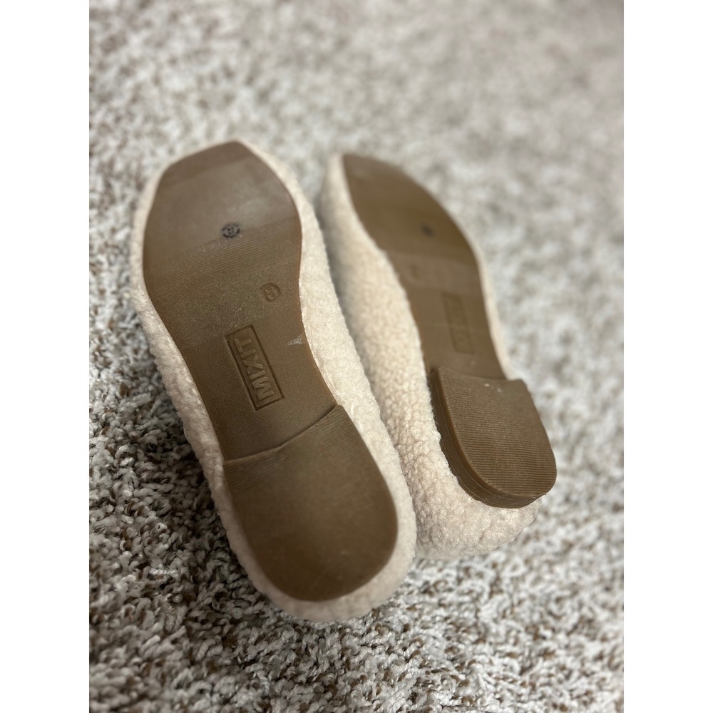 Mixit Womens Cream Faux Shearling Mary Jane Ballet Flats Size 8 - Picture 7 of 7